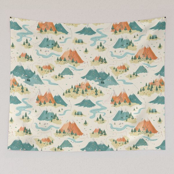 Item preview, Fantasy World Map Mountains and Lakes designed and sold by Melissify.
