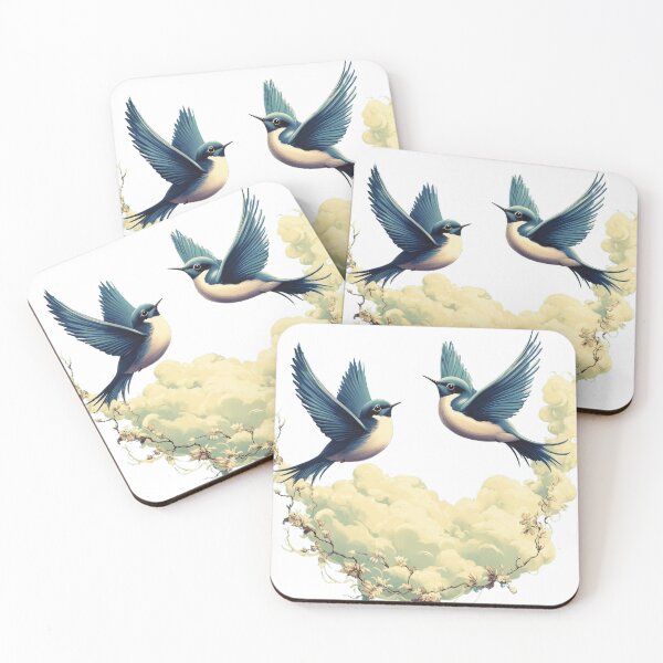 Item preview, Two Bluebirds Flying Above a Cloud Nest. designed and sold by MirraStore.