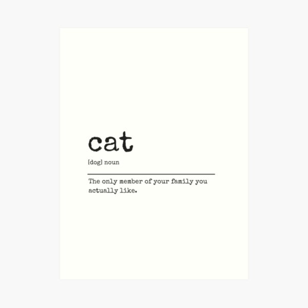 "Cat Dictionary Definition" Art Print for Sale by lisamac123 Redbubble