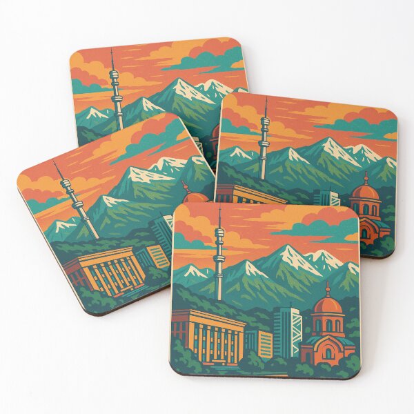 Item preview, Retro Pop Art Travel Poster of Almaty | Vibrant Kazakhstan Cityscape | Bold Vintage-Inspired Design | Colorful Mountain Skyline Illustration | Almaty Tourism Art Print designed and sold by PaintedPixels01.