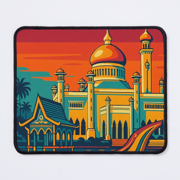 Item preview, Bandar Seri Begawan Travel Poster | Retro Pop Art Cityscape | Brunei Capital Wall Art | Vibrant Southeast Asia Landmark Design | Colorful Digital Vintage Style designed and sold by PaintedPixels01.