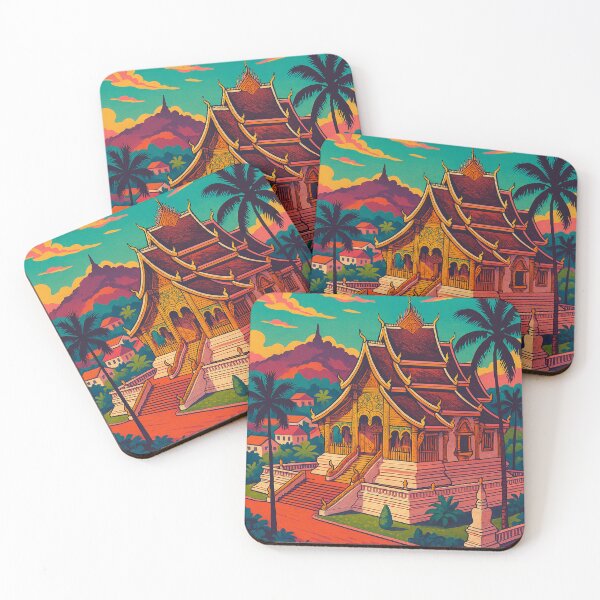 Item preview, Retro Pop Art Travel Poster of Luang Prabang | Colorful Vintage Cityscape Illustration | Iconic Landmarks of Laos | Bold and Stylish Travel Art | Tropical Southeast Asia Vibes designed and sold by PaintedPixels01.