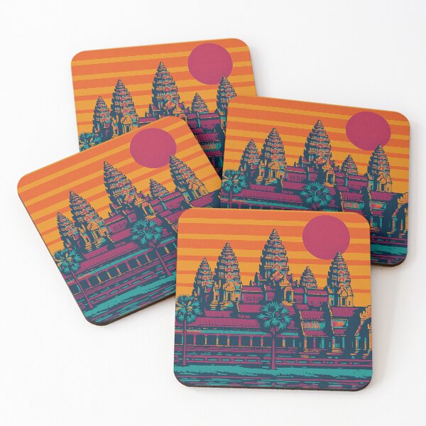 Item preview, Siem Reap Retro Pop Art Travel Poster | Vibrant Cambodian Landmark Illustration | Colorful Vintage Style Design | Iconic Angkor Wat Inspired Artwork | Bold Tropical Travel designed and sold by PaintedPixels01.