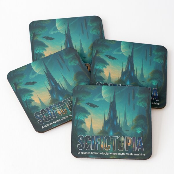Item preview, Futuristic Elf City | SCIFICTOPIA Collage Logo Sci-Fi Fantasy designed and sold by Scifictopia.