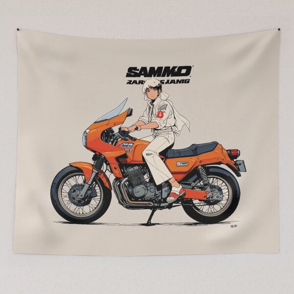 Item preview, Motorcyclist in a white suit designed and sold by MerlinWear.