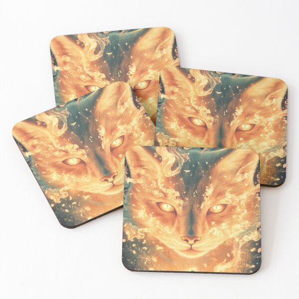 Item preview, Giant Animal Kitsune Flame Spirit Rising Behind Lone Warrior Under Starry Skies designed and sold by mildaclairmo.