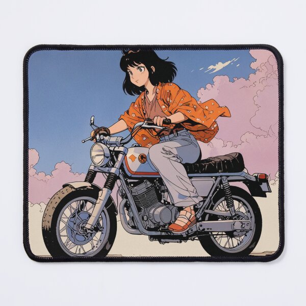 Item preview, Motorcyle girl in an orange blouse designed and sold by MerlinWear.