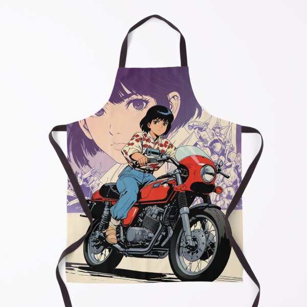 Artikelvorschau, Motorradfahrerin im Retro-Stil entworfen und verkauft von MerlinWear.