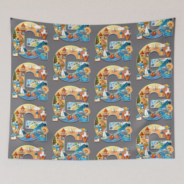 Item preview, Letter G Beach Art Illustrations Nature Colorful Design designed and sold by ART ATTACK ZONE.