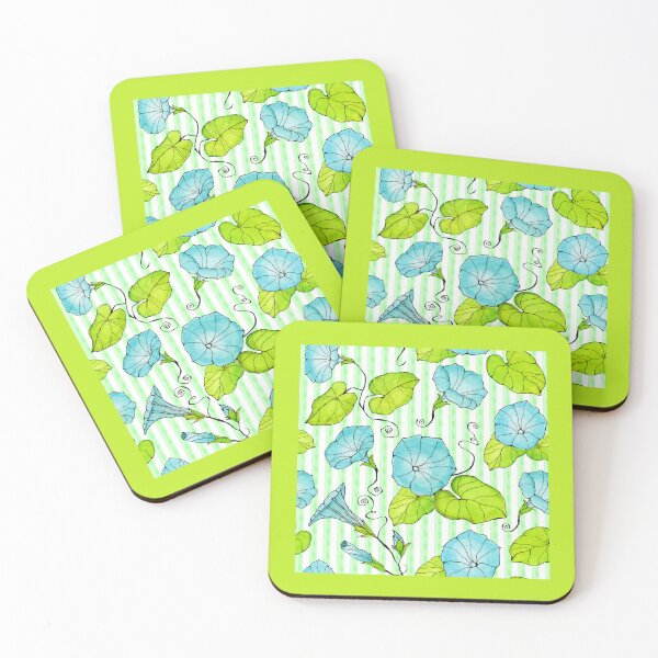 Item preview, Morning Glories in Blue with Green Stripes designed and sold by magicgardenart.