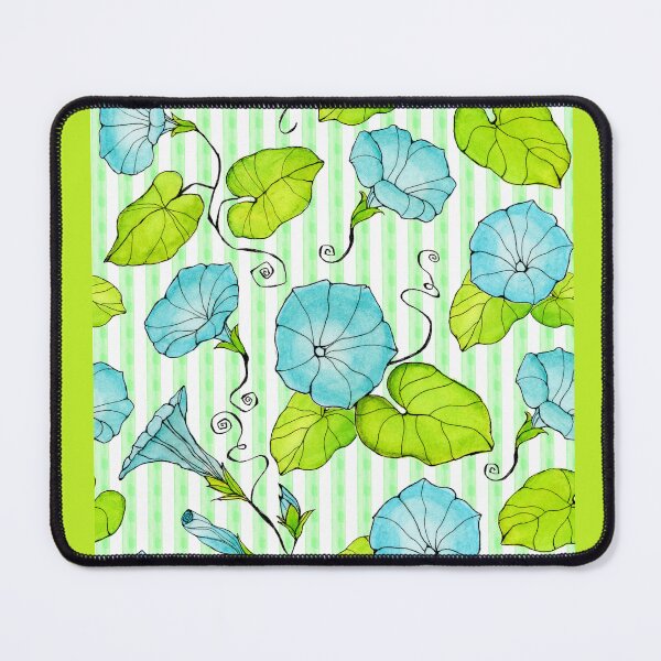 Item preview, Morning Glories in Blue with Green Stripes designed and sold by magicgardenart.
