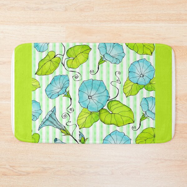 Item preview, Morning Glories in Blue with Green Stripes designed and sold by magicgardenart.