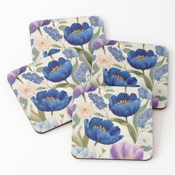 Item preview, Spring Tulips in Blue and Violet on White (Seamless Pattern) designed and sold by dawnleblanc55.