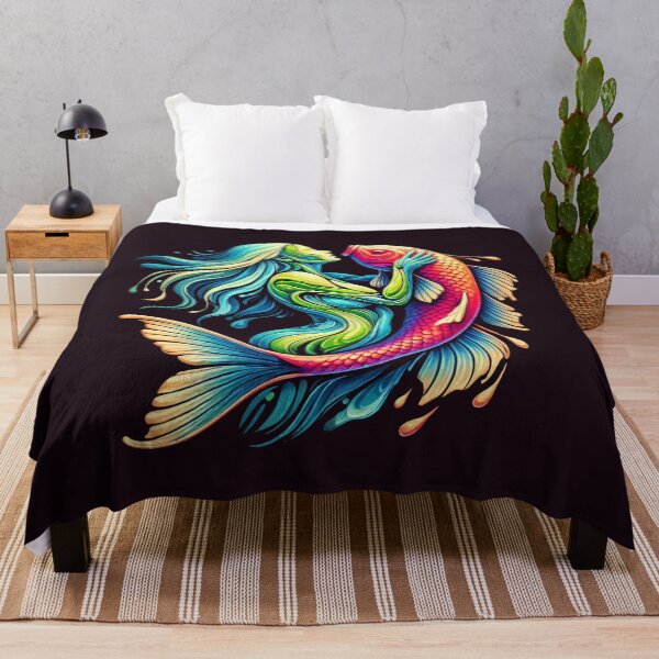 Item preview, Liquid Love – Vibrant Mermaid and Koi Fusion in Surreal Fluid Art Style designed and sold by Victor Shadehorn.