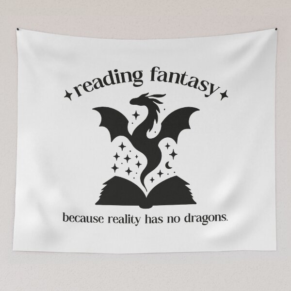 Item preview, Reading Fantasy Because Reality Has No Dragons Black designed and sold by reka-designs.