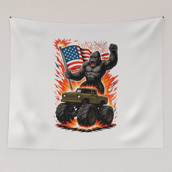 Item preview, Bigfoot Monster Truck 4th of July Fuuny USA Flag Patriotic designed and sold by facegm.