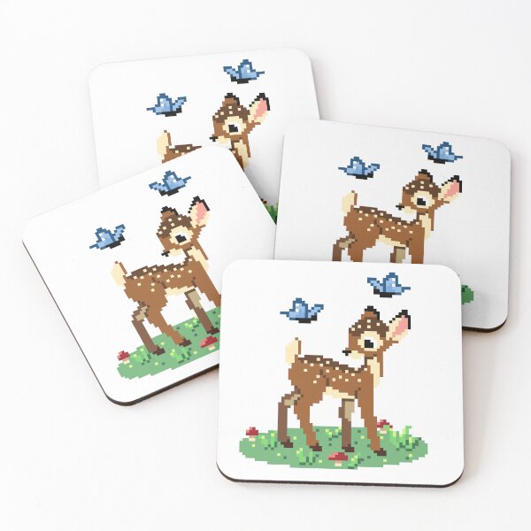 Item preview, Adorable Pixel Art Deer with Butterflies – Retro Forest Design designed and sold by Studio August.