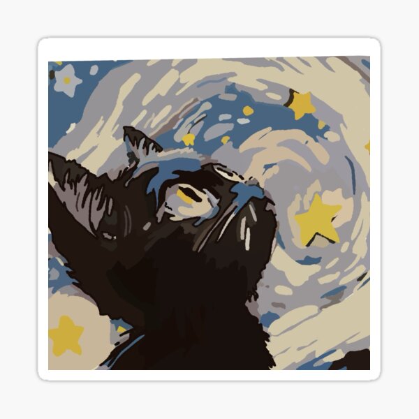 Item preview, Starry night with black cat designed and sold by raysartco.