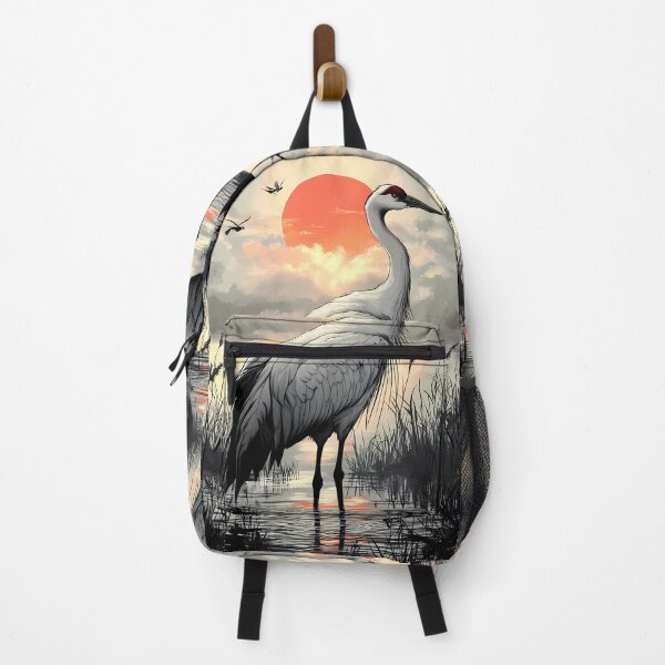 Item preview, Guardians Natures Beauty Majestic Crane Stands Misty Marsh Crimson Sunset designed and sold by lassedgkotsij.