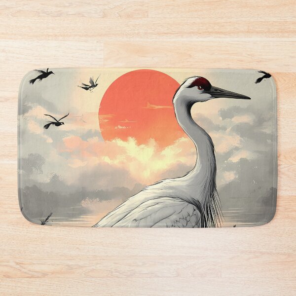 Item preview, Guardians Natures Beauty Majestic Crane Stands Misty Marsh Crimson Sunset designed and sold by lassedgkotsij.
