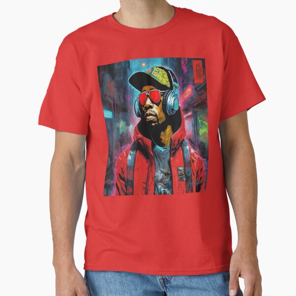 Item preview, "Redman: Urban Comic Reimagining - Tech Jacket, Digital Visor, Futuristic Graffiti, and Pulsing Beats" designed and sold by Artisticanvas.