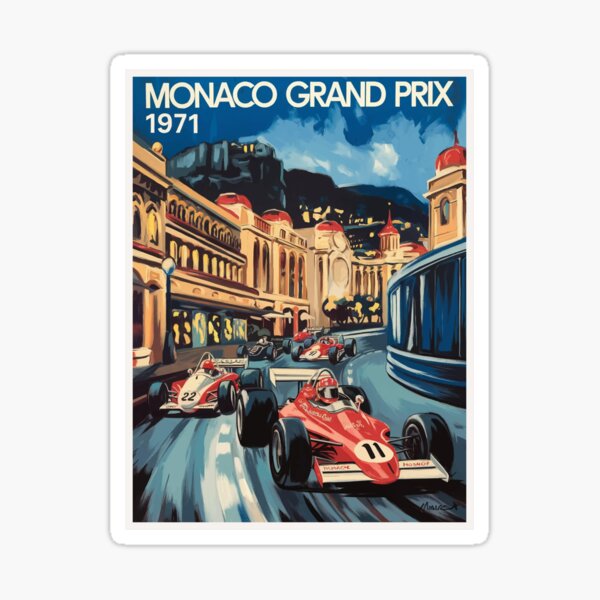 1971 MONACO Grand Prix Racing Poster Sticker
