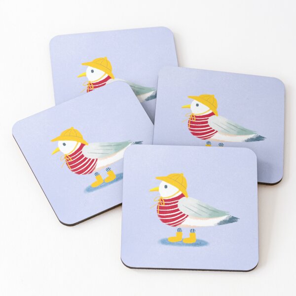 Item preview, Cute Seagull in rain coat, rain boots, and cozy hat, cozy design designed and sold by Natasha May Design.