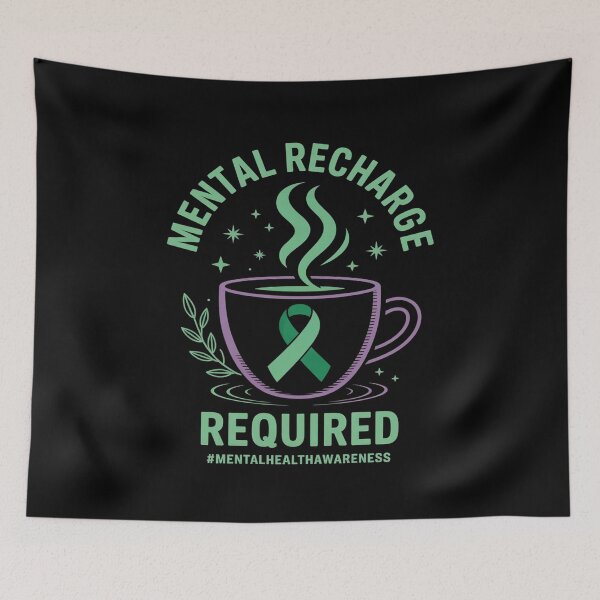 Item preview, Mental Recharge Required Coffee Mental Health Awareness designed and sold by Nekusa.