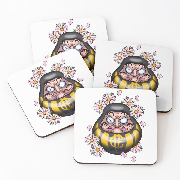 Item preview, Japanese tattoo inspired black daruma doll with cherry blossoms designed and sold by James Bird Studios.