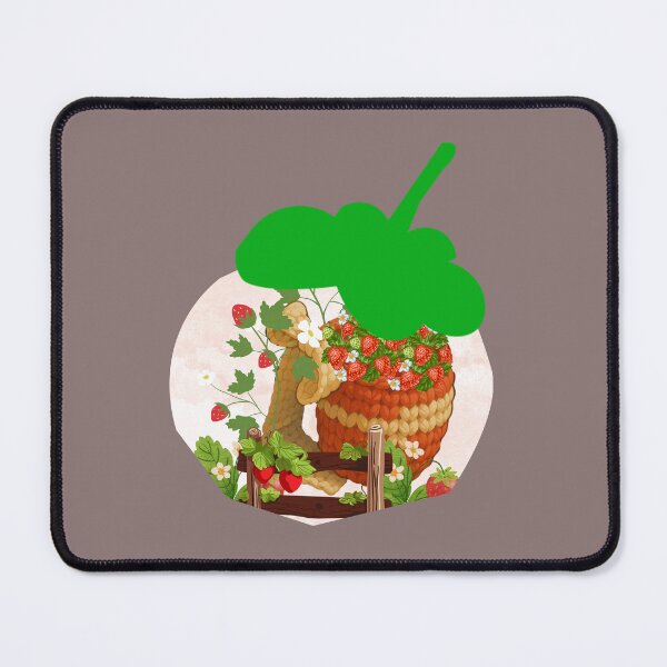 Item preview, Strawberry Basket in Knitted Style with Blossoms – Cozy Cottagecore Illustration designed and sold by Nadia-joy.