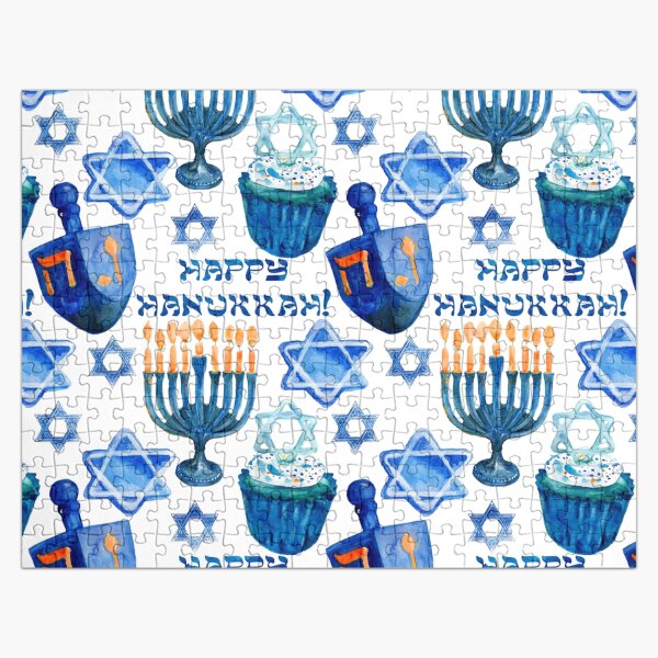 Item preview, Hanukkah Pattern: Menorahs, Dreidels, and Star of David designed and sold by DEC02.
