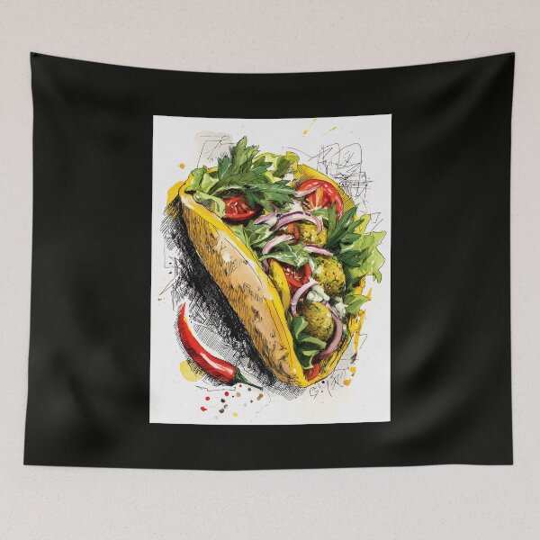 Item preview, Artistic Falafel Wrap with Fresh Greens, Tomatoes, and Red Onions in Pita designed and sold by OlfactoART Studio.