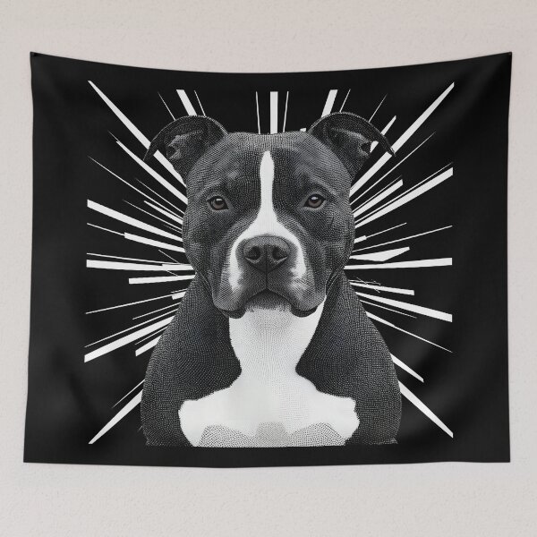 Item preview, Pointillist Pitbull with Starburst – Artistic Dog Lover Design designed and sold by Fredster1966.