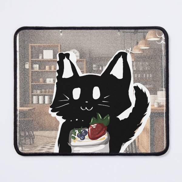 Item preview, Black kitten with Yoghurt (backround ver) designed and sold by MysticRacoon6.