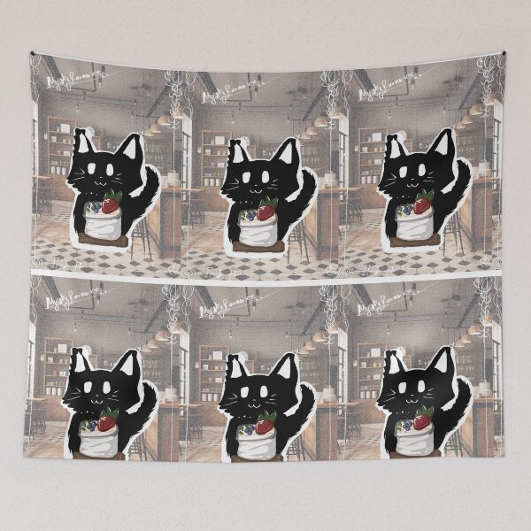 Item preview, Black kitten with Yoghurt (backround ver) designed and sold by MysticRacoon6.