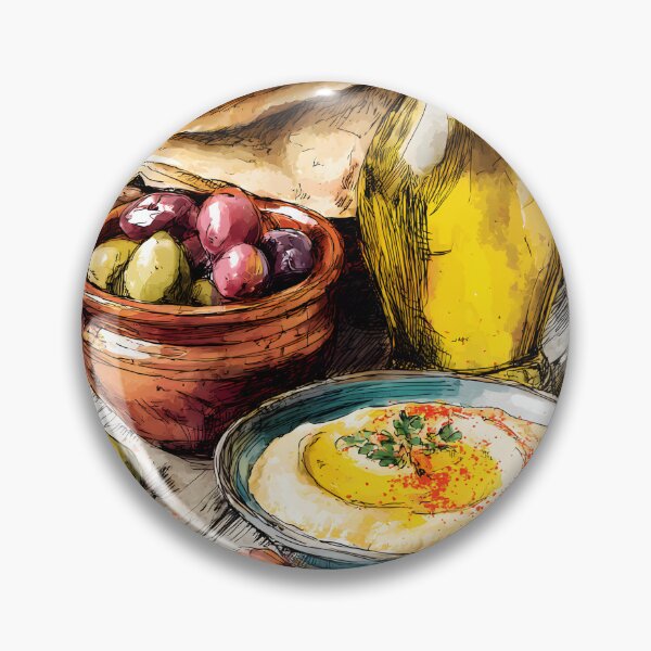 Item preview, Hummus is Life: Rustic Mediterranean Spread with Creamy Hummus Olive Oil and Assorted Olives - Fresh Flatbread designed and sold by OlfactoART Studio.