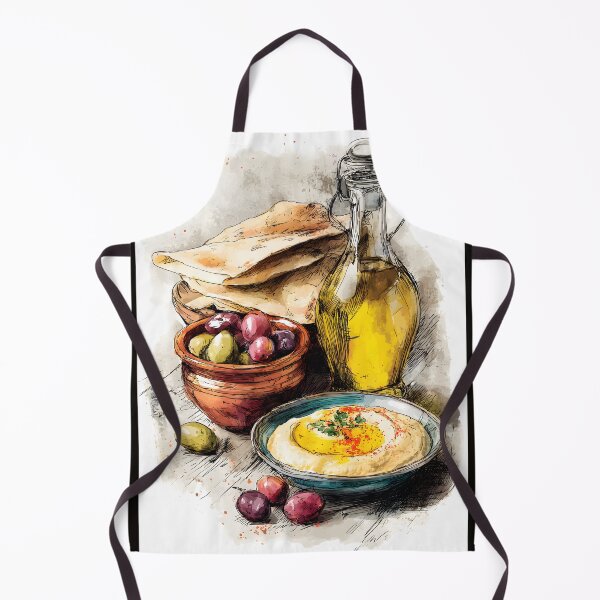 Item preview, Hummus is Life: Rustic Mediterranean Spread with Creamy Hummus Olive Oil and Assorted Olives - Fresh Flatbread designed and sold by OlfactoART Studio.