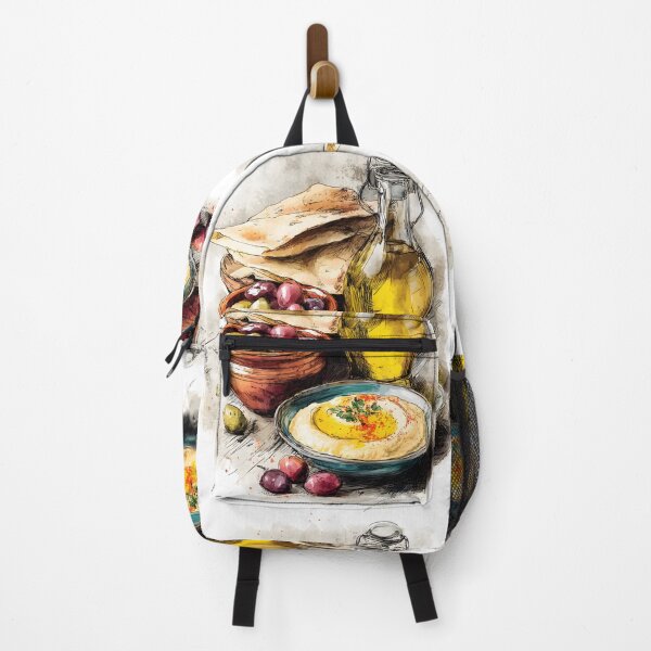 Item preview, Hummus is Life: Rustic Mediterranean Spread with Creamy Hummus Olive Oil and Assorted Olives - Fresh Flatbread designed and sold by OlfactoART Studio.