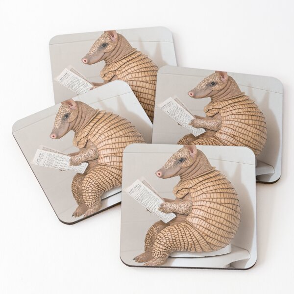 Item preview, Armadillo Sitting on the Toilet Reading a Newspaper designed and sold by CheekyAnimalz.