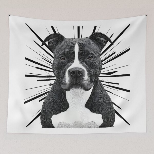 Item preview, Pointillist Pitbull with Starburst – Artistic Dog Lover Design designed and sold by Fredster1966.