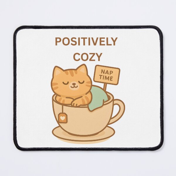 Item preview, Positively Cozy Sleeping Cat in Coffee Cup – Nap Time Art designed and sold by ArtbotsGallery.