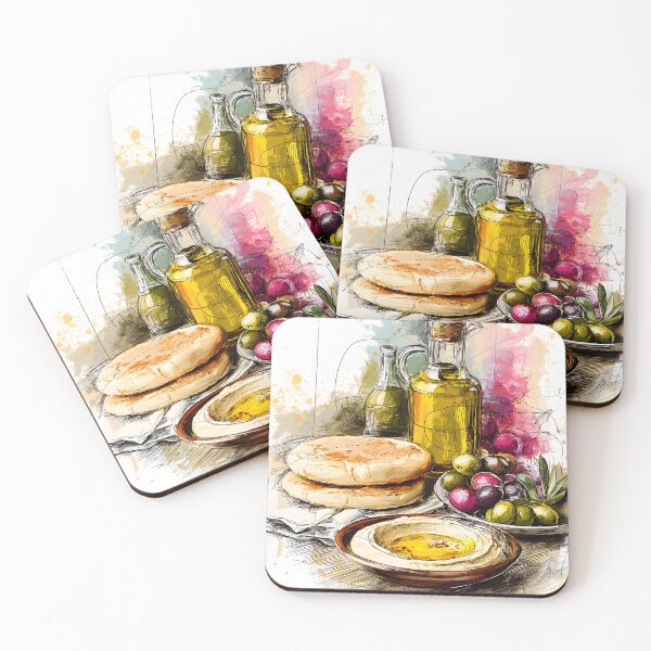 Item preview, Relish the Spread - Mediterranean Hummus Feast with Olive Oil, Fresh Pita Bread and Garden Fresh Goodness designed and sold by OlfactoART Studio.
