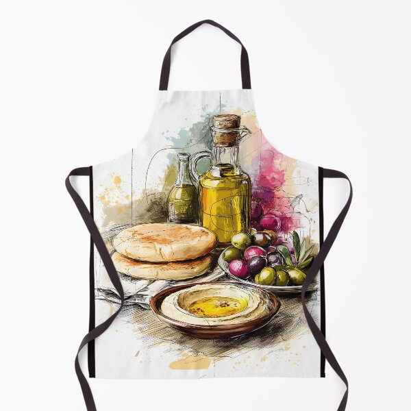 Item preview, Relish the Spread - Mediterranean Hummus Feast with Olive Oil, Fresh Pita Bread and Garden Fresh Goodness designed and sold by OlfactoART Studio.