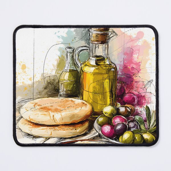 Item preview, Relish the Spread - Mediterranean Hummus Feast with Olive Oil, Fresh Pita Bread and Garden Fresh Goodness designed and sold by OlfactoART Studio.