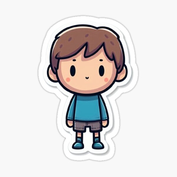 Item preview, Cheerful Boy Sticker – Cute Cartoon Illustration designed and sold by subirr59.