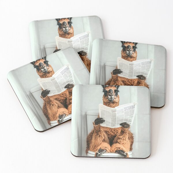 Item preview, Llama Sitting on the Toilet Reading a Newspaper designed and sold by CheekyAnimalz.