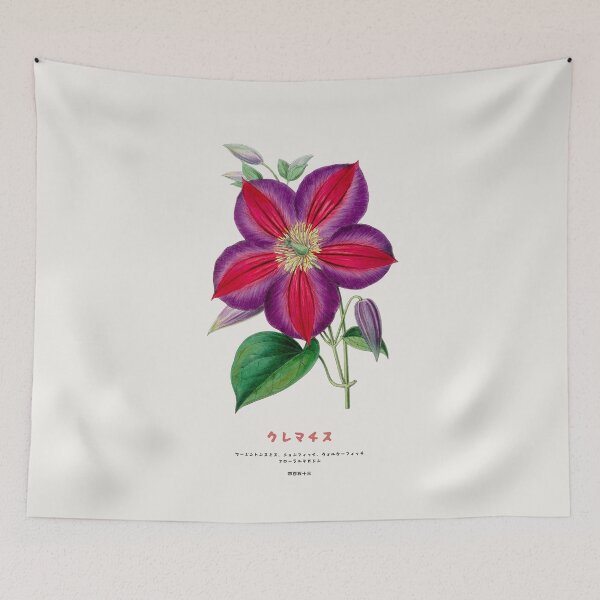 Item preview, Clematis Japanese Flower designed and sold by Vintagrafica.