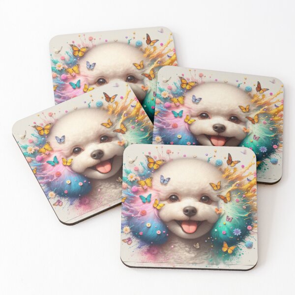 Item preview, Pretty Poodle with Butterflies – Whimsical Dog Art designed and sold by Cuddle critters.