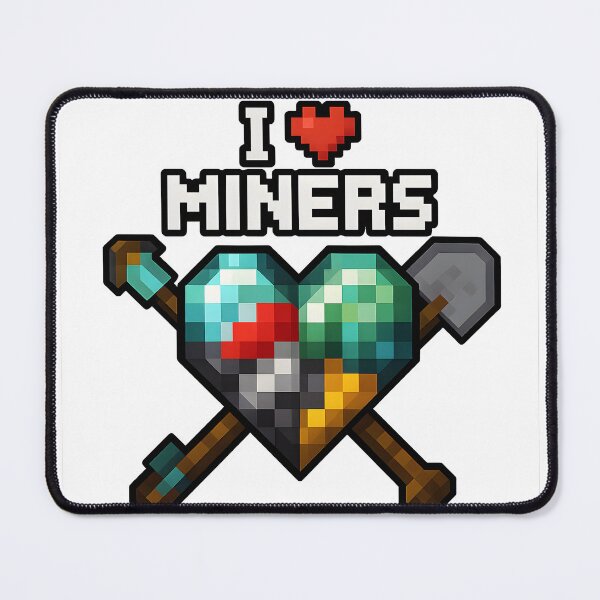 Item preview, I Love Miners – Pixel Art Minecraft-Inspired Design designed and sold by OutterFit.