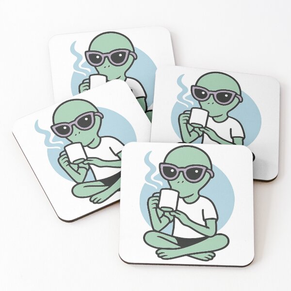 Item preview, Chill Alien – Coffee Time Cute designed and sold by pecussoul.